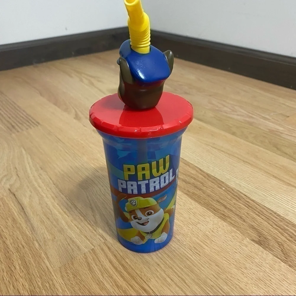 Paw Patrol Buddy Sip Plastic Reusable Cup 15 oz NEW Chase Straw